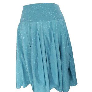 French Connection Y2K Silk Chiffon Ruffle A-Line Flare Midi Teal Skirt